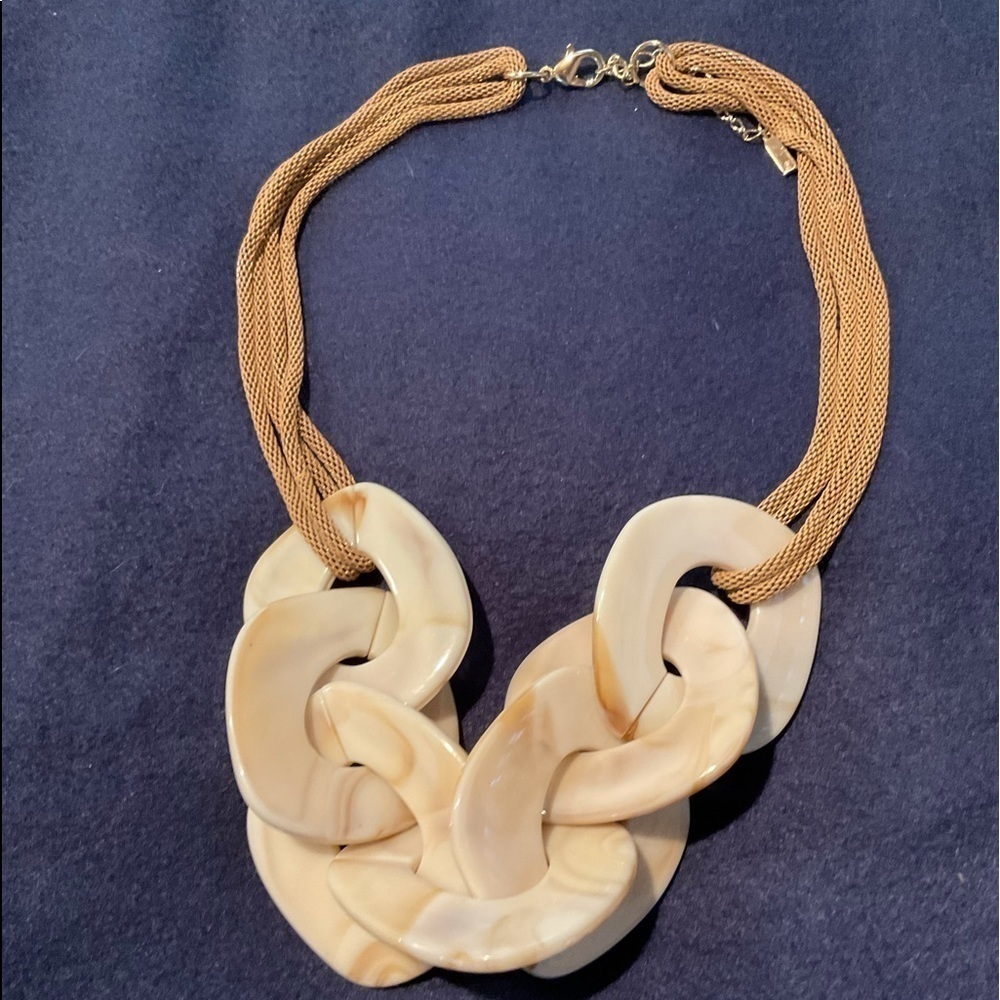 TRIPLE Chain Pearlized Acrylic Statement Necklace
